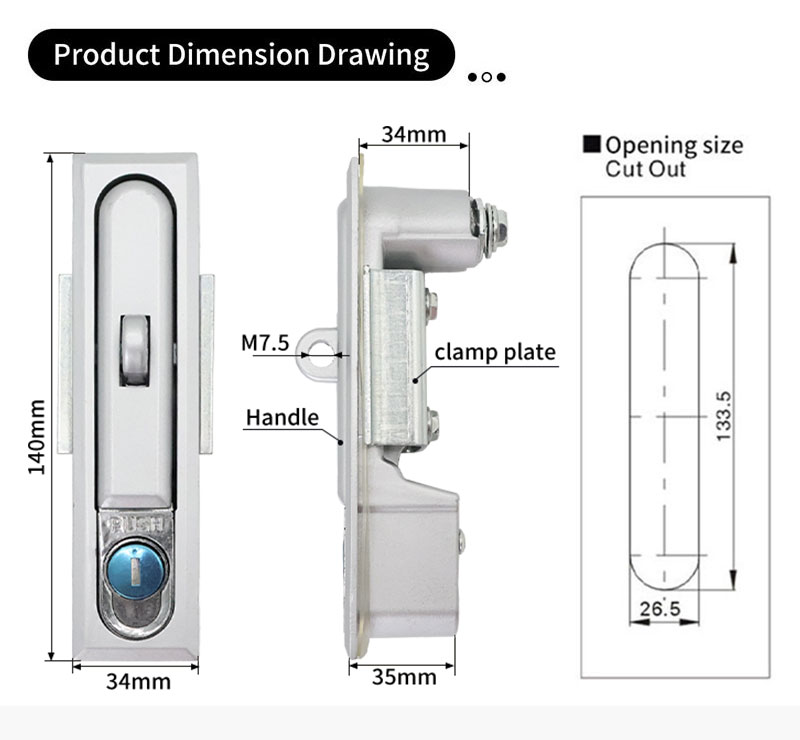 MS490-1-1 cabinet lock with hanging feature and matte finish Flat Lock (Includes push lock) 第2张-Shenglihua Lock Co., Ltd.