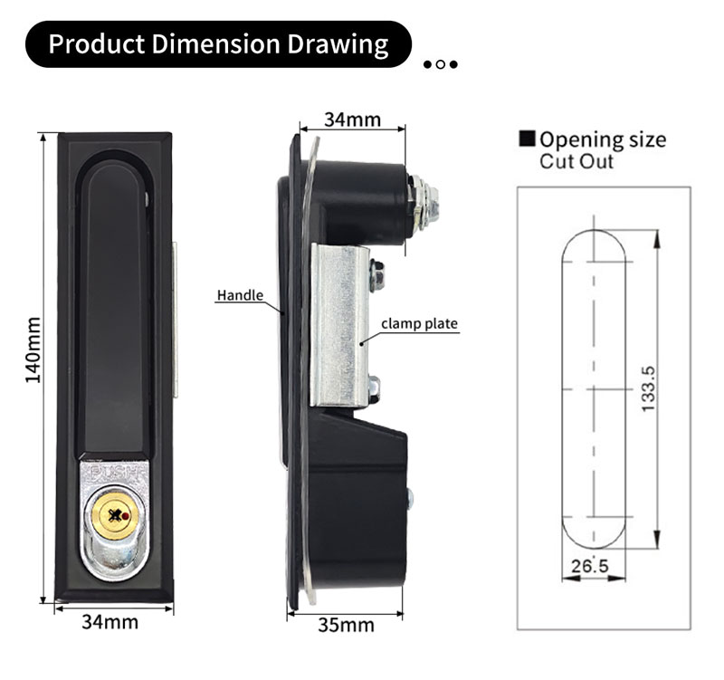 MS490-1 Cross Lock Core Electric Cabinet Lock Flat Lock (Includes push lock) 第2张-Shenglihua Lock Co., Ltd.