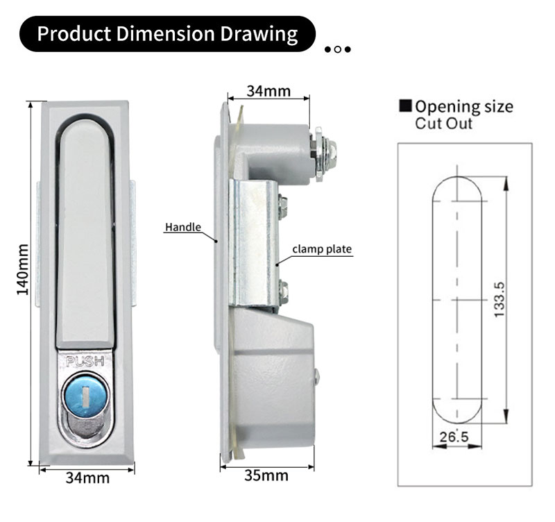 MS490-1 matte mechanical cabinet lock Flat Lock (Includes push lock) 第2张-Shenglihua Lock Co., Ltd.