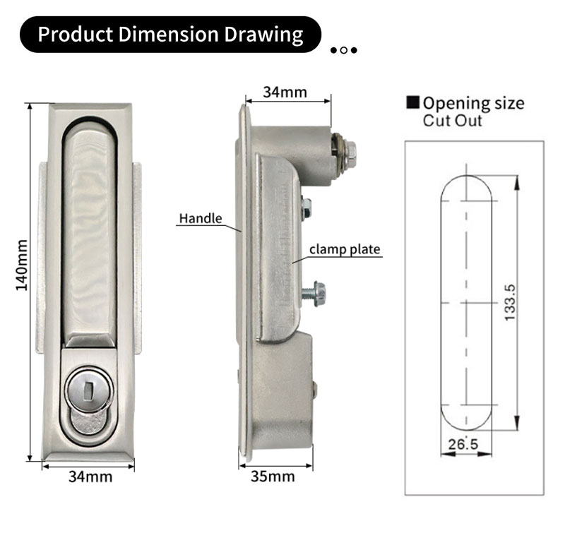MS490-1 stainless steel cabinet lock Flat Lock (Includes push lock) 第2张-Shenglihua Lock Co., Ltd.