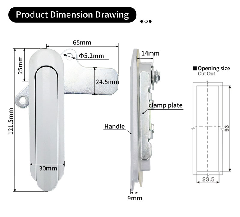 AB402-2 lockless electrical box lock Flat Lock (Includes push lock) 第2张-Shenglihua Lock Co., Ltd.