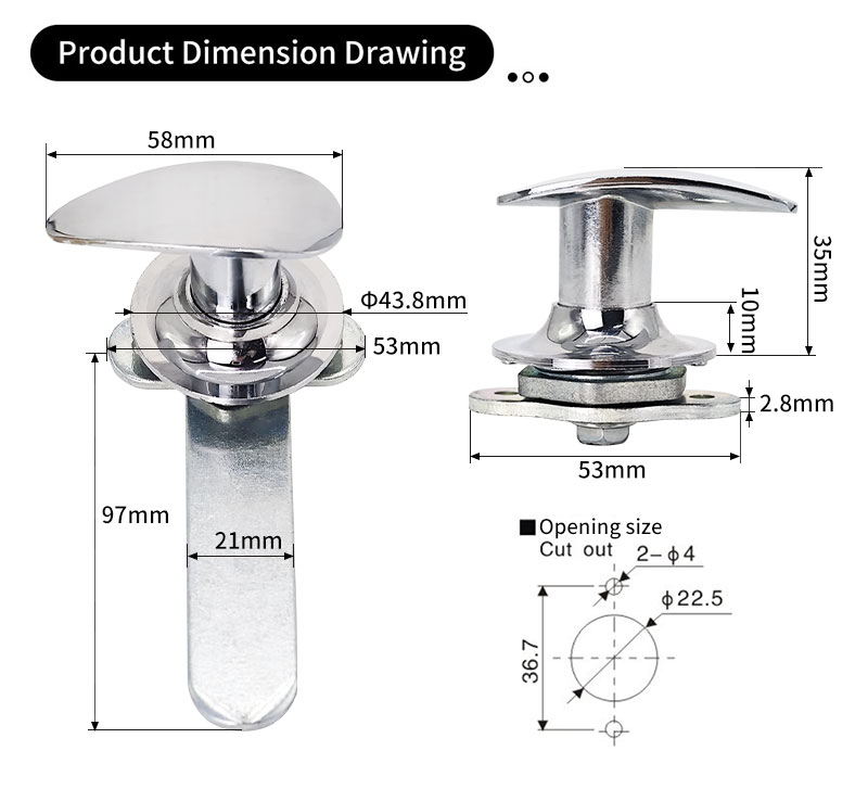 A19-2-1 Zinc alloy industrial handle lock Lever handle lock 第2张-Shenglihua Lock Co., Ltd.