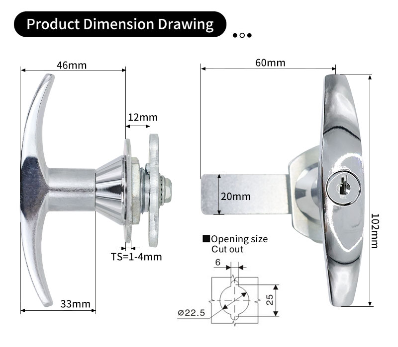 MS18-1-1 Zinc Alloy Cabinet Lock Lever handle lock 第2张-Shenglihua Lock Co., Ltd.